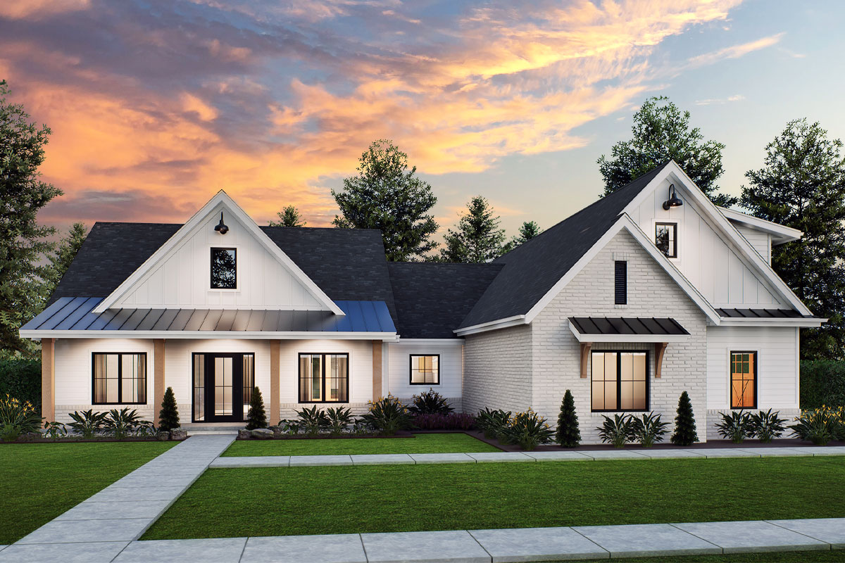 Plan 310001GLH
3-Bed Transitional-Style Modern Farmhouse with Home Office and Bonus Room - 2215 Sq Ft New Plans