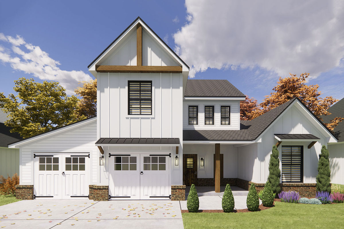 Plan 421535CHD
2-Story Modern Farmhouse Under 1850 Square Feet with 4 Beds