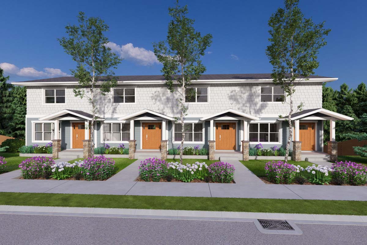 Plan 67714MG
Four-Plex with Covered Entries - 2 Bedroom Units - 1194 Sq Ft Each / Townhouses Architectural Designs