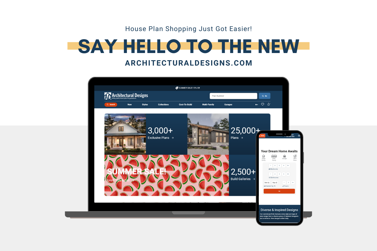 New Website Announcement - New Homepage and Product Page - ArchitecturalDesigns.com