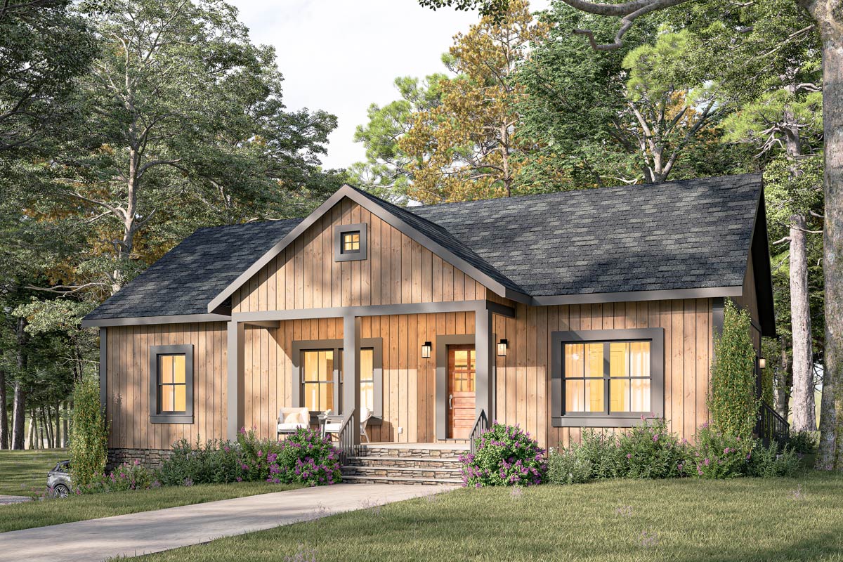 Plan 25046DH
3-Bed One Story Country Home Plan with Drive Under Side-Entry Garage - 1402 Sq Ft