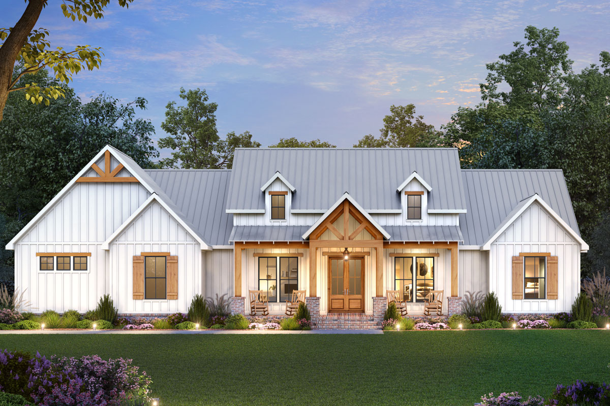 Plan 56550SM
4-Bed Modern Farmhouse Plan with Vaulted Master Bedroom - 2343 Sq Ft