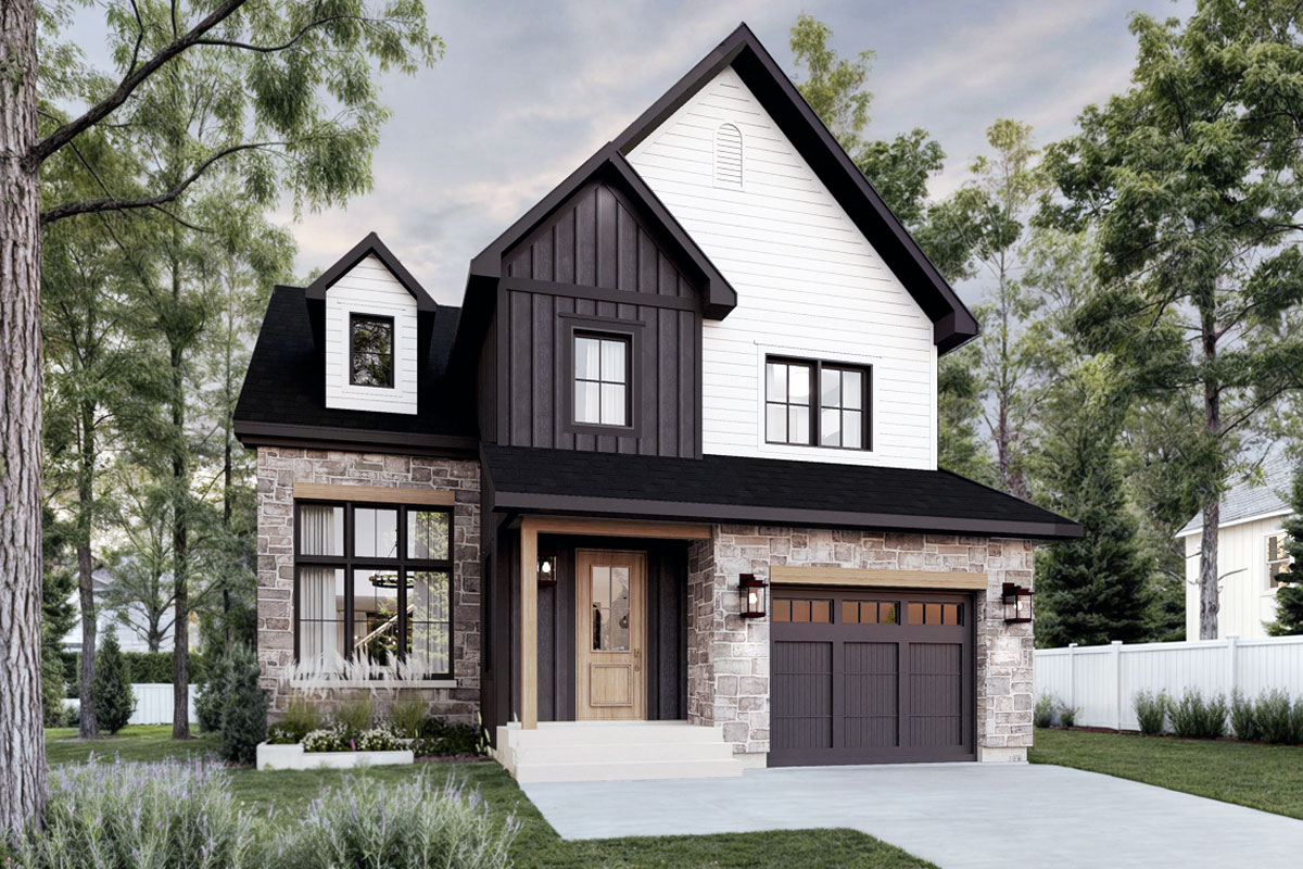 Plan 21070DR Two-Story New American House Plan with 5-Bedrooms and Finished Basement - 2288 Sq Ft