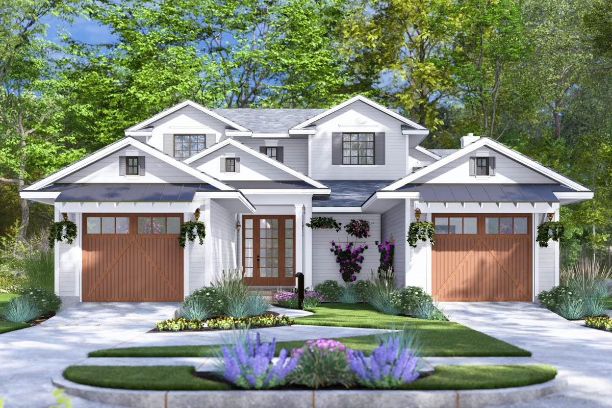 Plan 16936WG
Charming New American Duplex Plan with 3-Bed Units Under 2000 Sq Ft Each