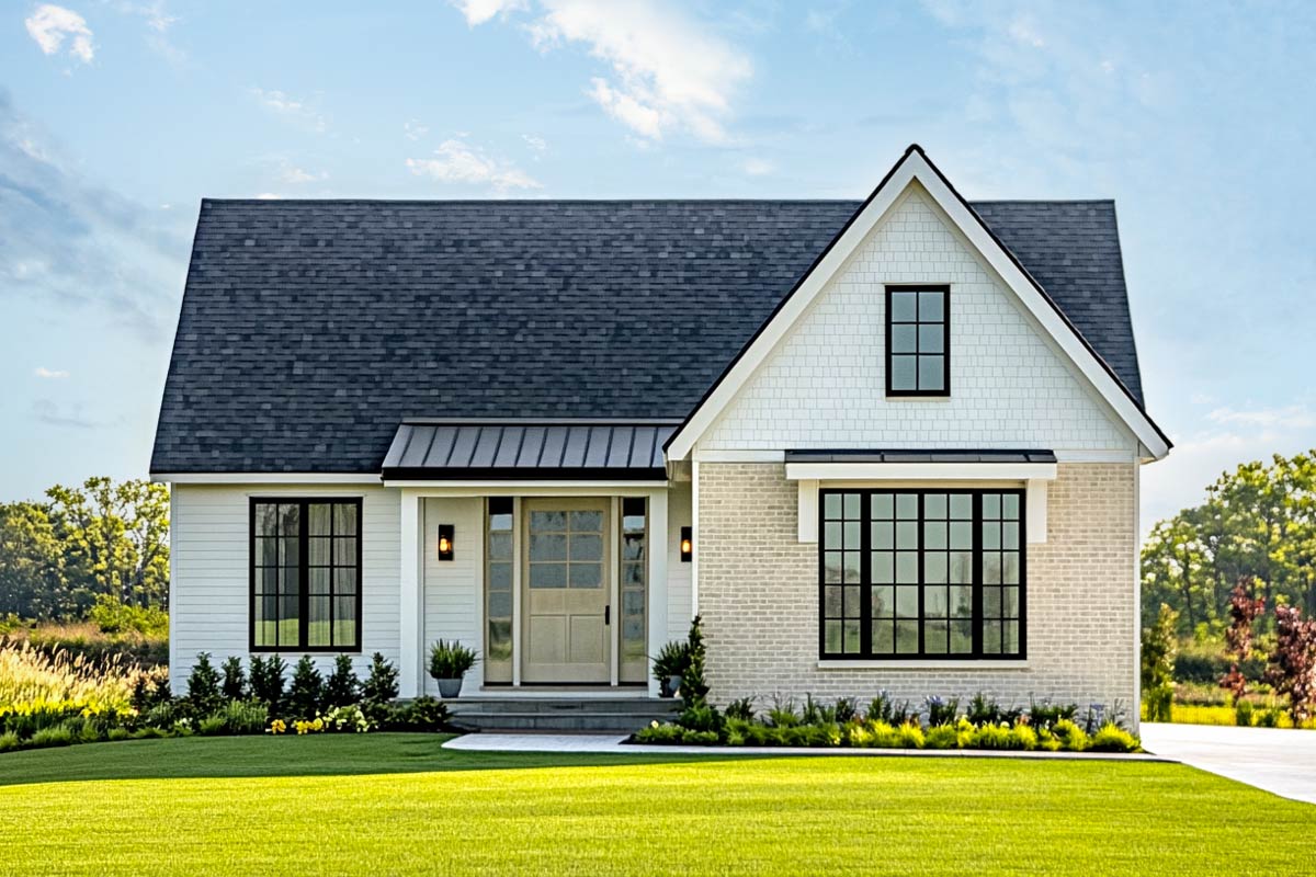 Plan 421020WNT Exclusive Charming 2-Bed Modern Farmhouse Plan with Vaulted Living Space - 1248 Sq Ft