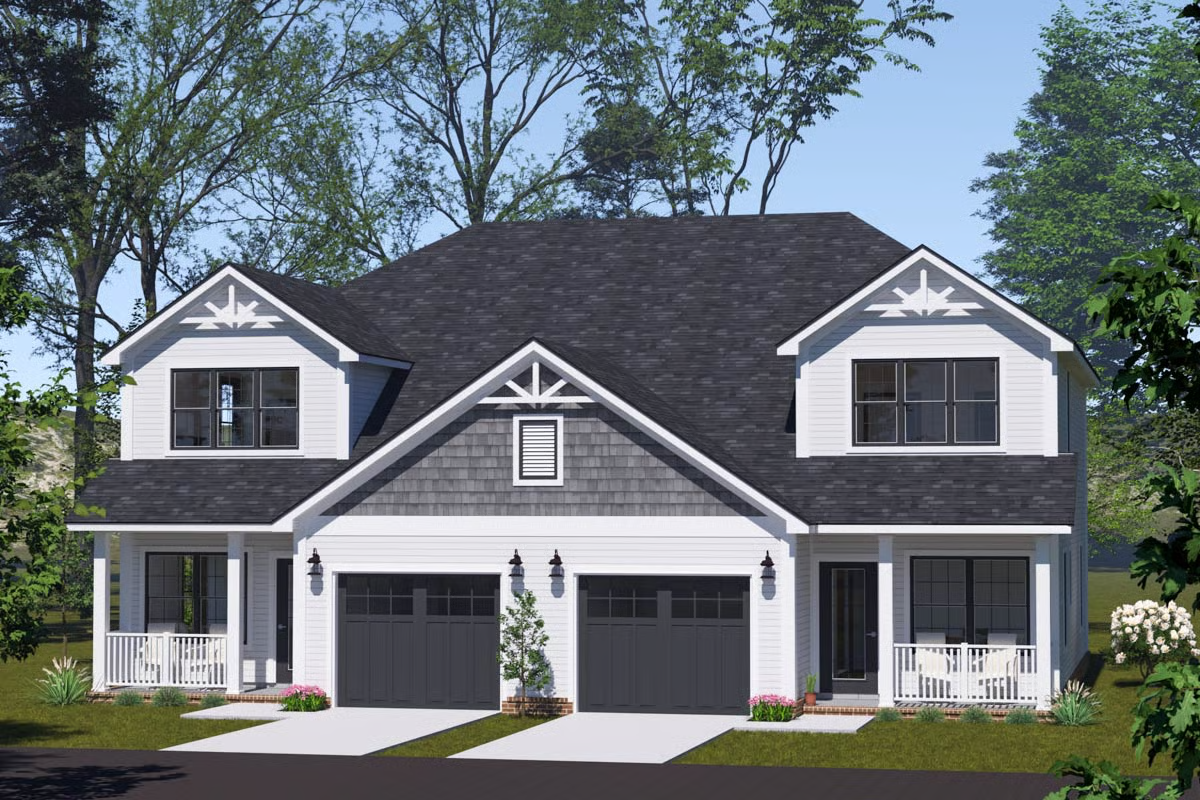 Plan 52433WM
Two-Story Multi-Family House Plan with Second Story Master - 1491 Sq Ft Per Unit Duplex House Plan