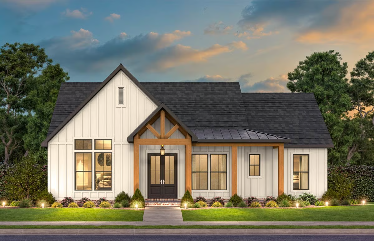 Plan 56556SM
3-Bed Modern Farmhouse Cottage with Vaulted Master Bedroom - 1550 Sq Ft