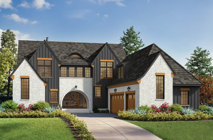 Plan 93223EL Exclusive 4-Bed Contemporary Transitional Home Plan with Outdoor Fireplace - 3358 Sq Ft